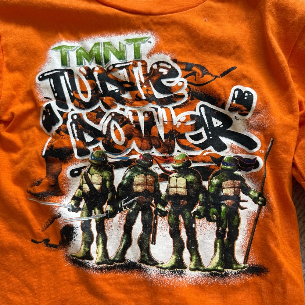 TMNT‎ Ninja Turtles Y2K Graphic Shirt Orange Long Sleeve Boys Size 3T